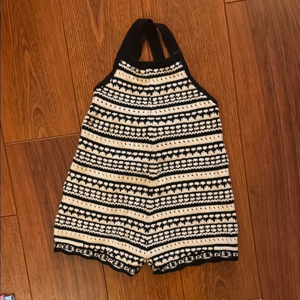 Zara Black and Cream Crochet Kids Romper